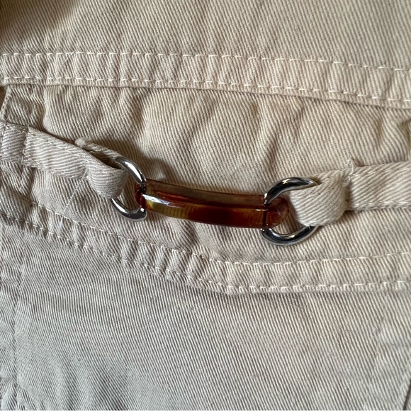 Vintage Nina Piccalino Women's 16 Khaki Button Up Shirt w Velvet Leopard Collar - Picture 4 of 8